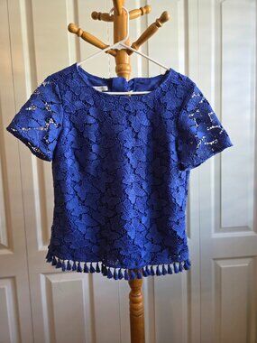 Talbots RSVP lined short sleeve royal blue size 8P top
